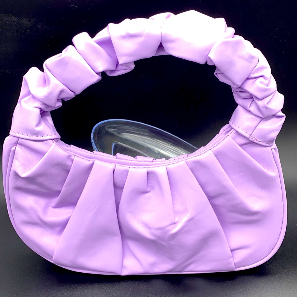 Purple Ruched Handle Shoulder Bag